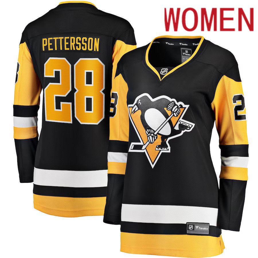 Women Pittsburgh Penguins #28 Marcus Pettersson Fanatics Branded Black Home Breakaway Player NHL Jersey->pittsburgh penguins->NHL Jersey